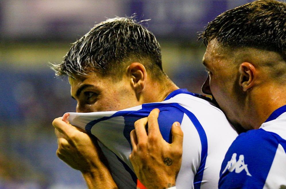 Nico Espinosa, celebrando el 2-0 del Hércules/ Foto: Hércules CF