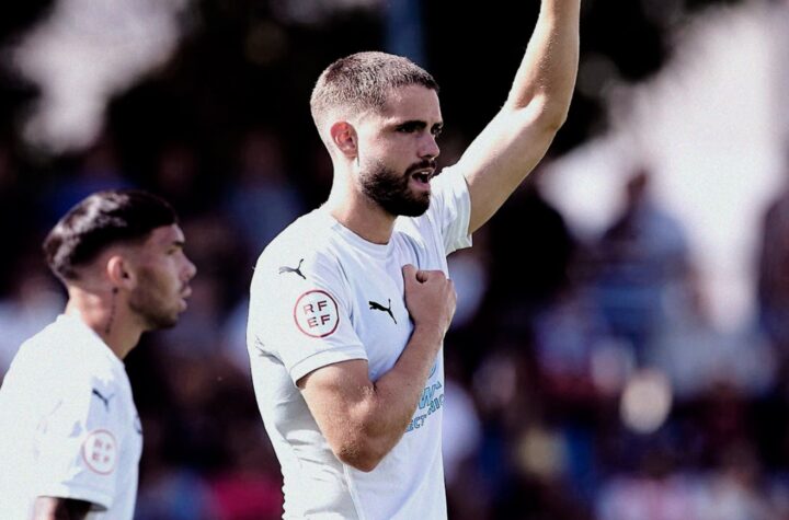 Guillem Molina, celebrando su tanto ante el Yeclano/ Foto: UD Ibiza