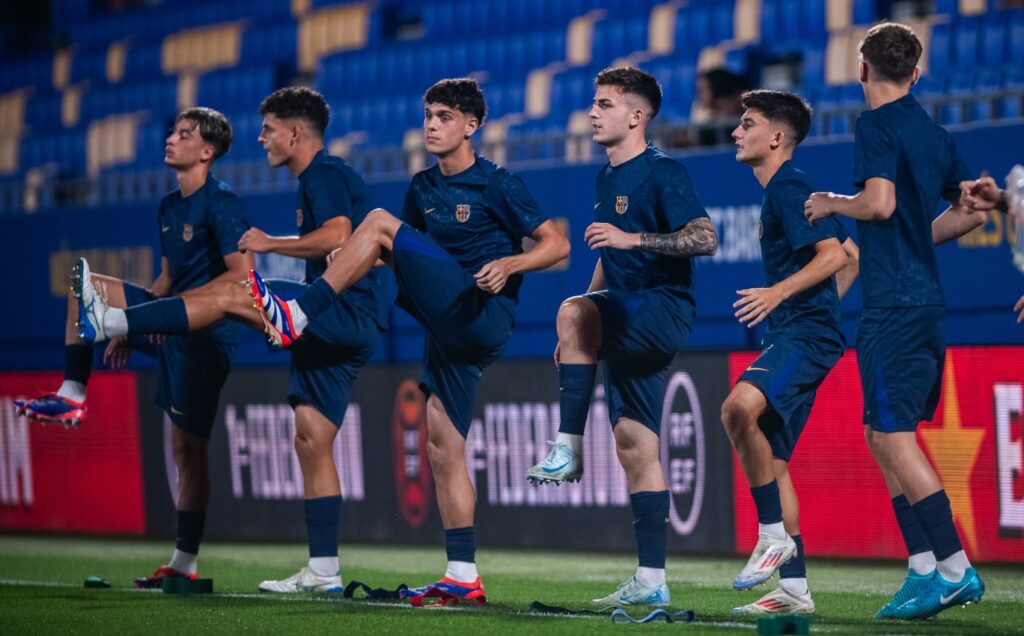 Los futbolistas del Barça Atlètic, durante un entrenamiento/ Foto: Barça Atlètic