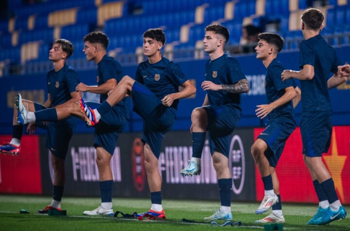 Los futbolistas del Barça Atlètic, durante un entrenamiento/ Foto: Barça Atlètic