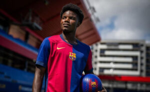 David Oduro, durante su presentación con el Barça/ FC Barcelona