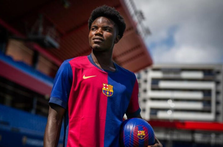 David Oduro, durante su presentación con el Barça/ FC Barcelona